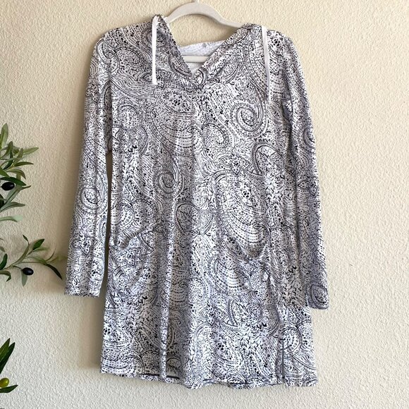 Coolibar Dresses & Skirts - Coolibar Catalina Beach Cover-Up Long Sleeve Hooded Dress UPF 50+ Black